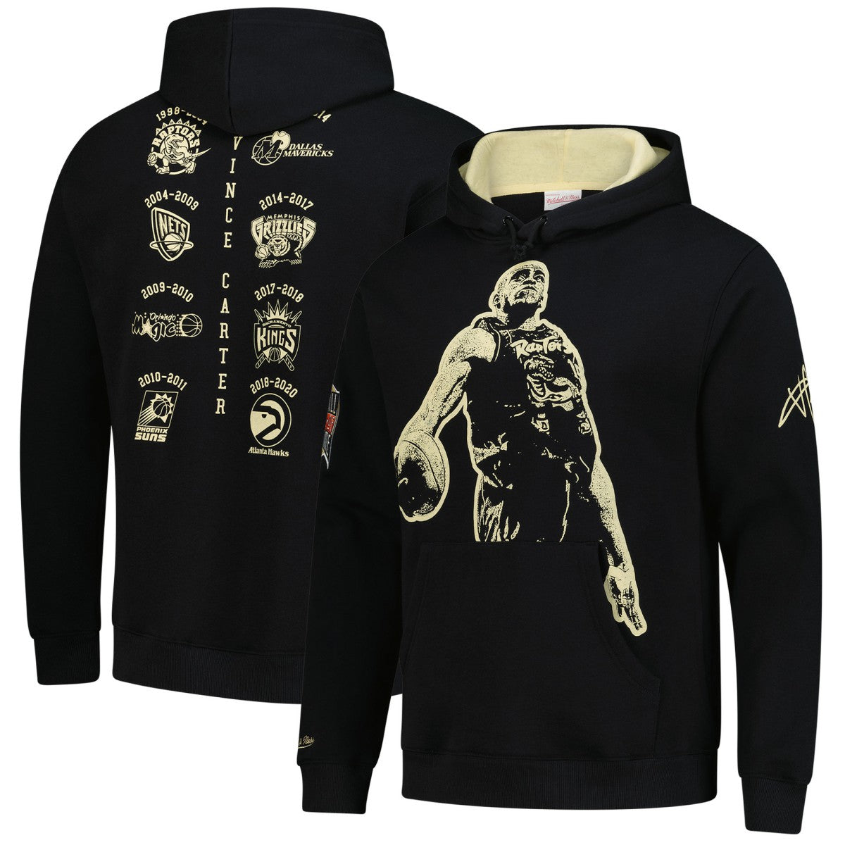 Vince Carter Toronto Raptors NBA Hall of Fame 2024 Fleece Pullover Hoodie Black