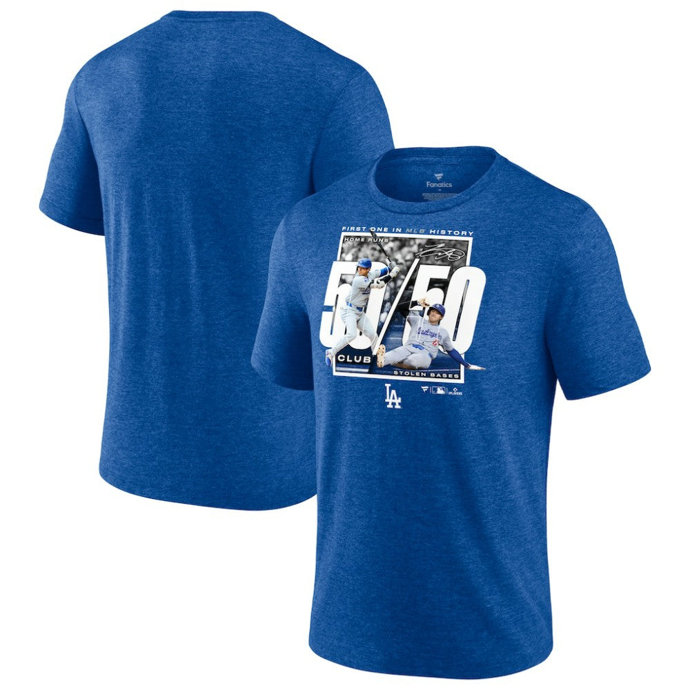 Shohei Ohtani Los Angeles Dodgers Fanatics 50/50 Club T-Shirt - Heather Royal T-shirts