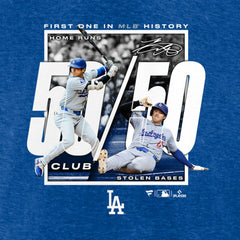 Shohei Ohtani Los Angeles Dodgers Fanatics 50/50 Club T-Shirt - Heather Royal T-shirts