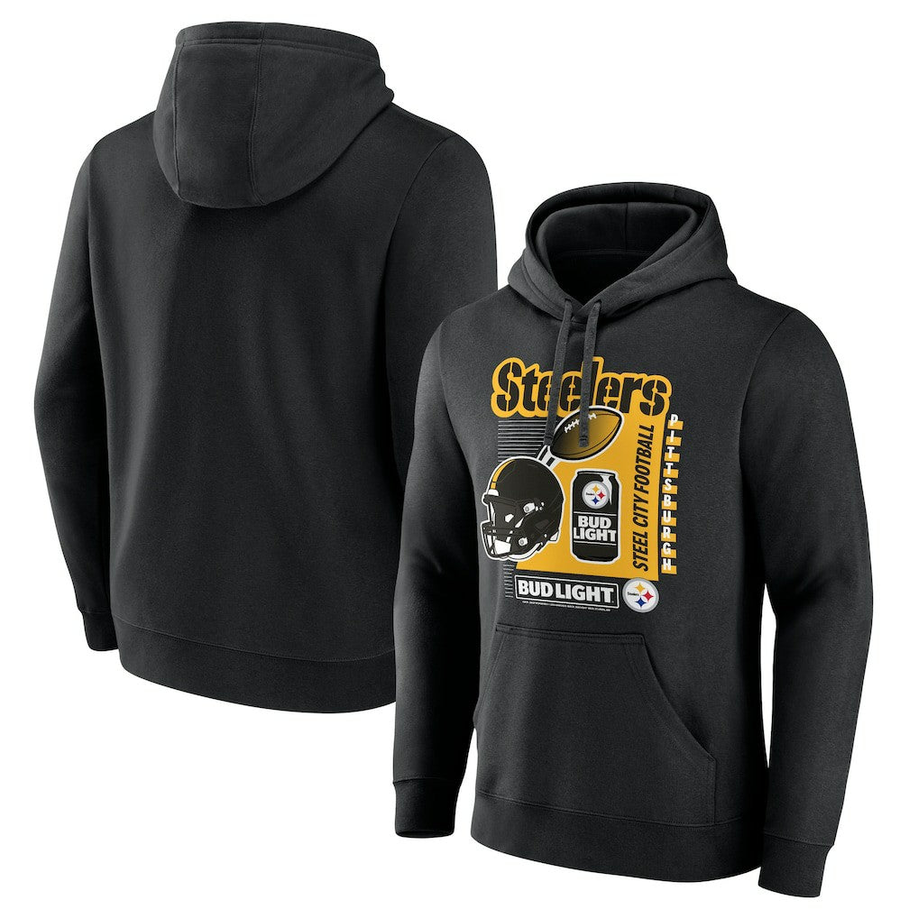 Pittsburgh Steelers Bud Light Pullover Hoodie Black