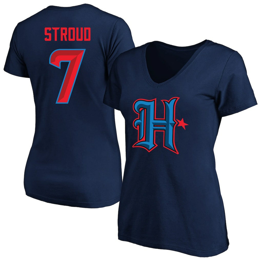 C.J. Stroud Houston Texans Women's Plus Size Fair Catch Name & Number Scoop Neck T-Shirt Navy