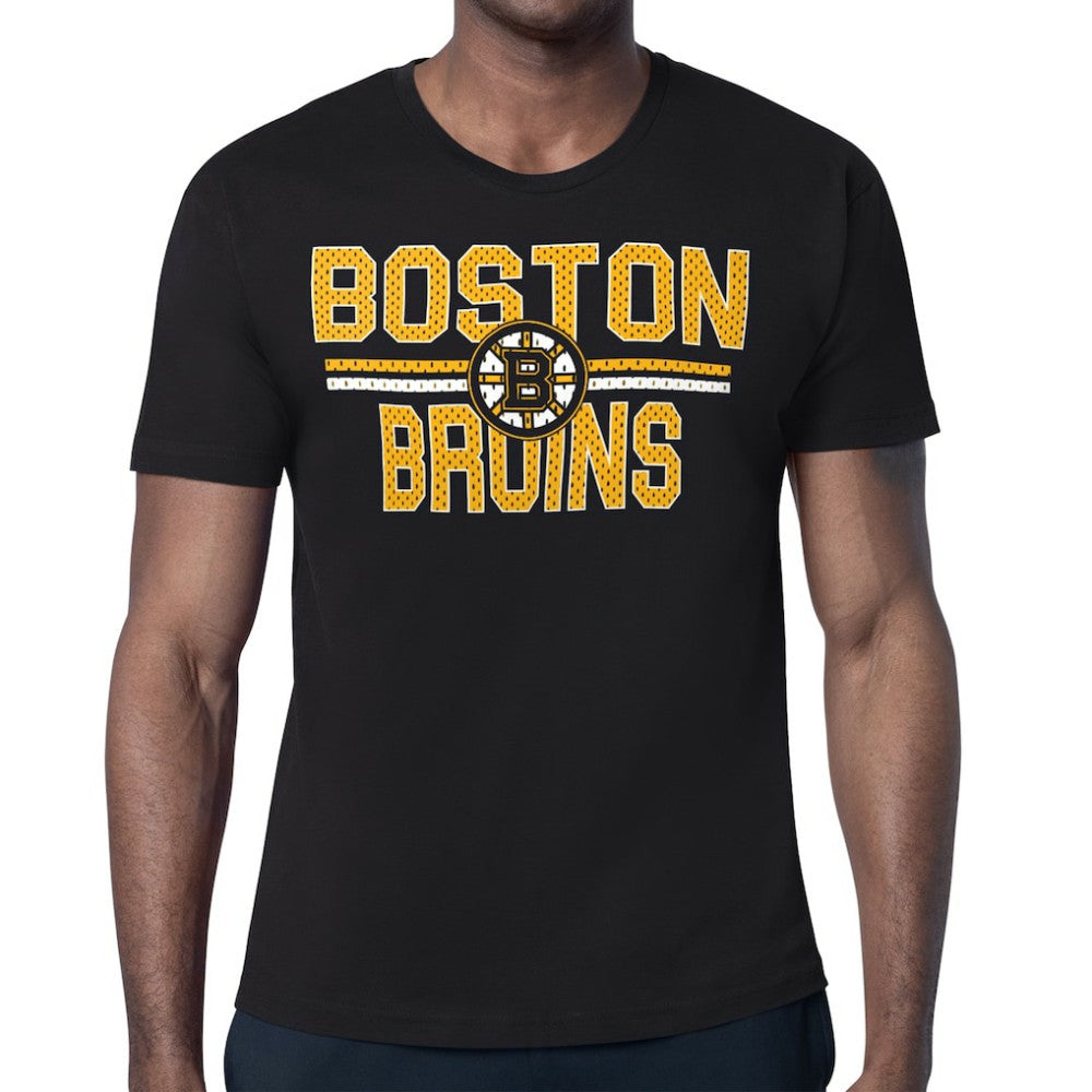 NHL Boston Bruins Starter Mesh Look Team Name T-Shirt - Black