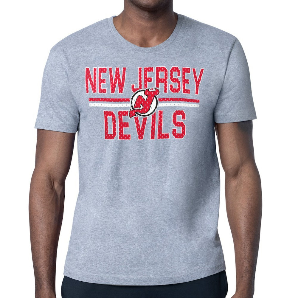 NHL New Jersey Devils Starter Mesh Look Team Name T-Shirt - Heather Gray