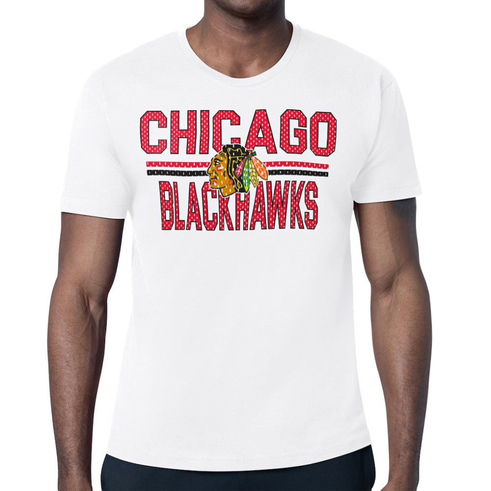NHL Chicago Blackhawks Starter Mesh Look Team Name T-Shirt - White