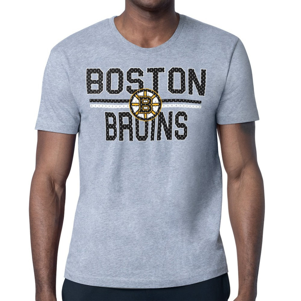 NHL Boston Bruins Starter Mesh Look Team Name T-Shirt - Heather Gray