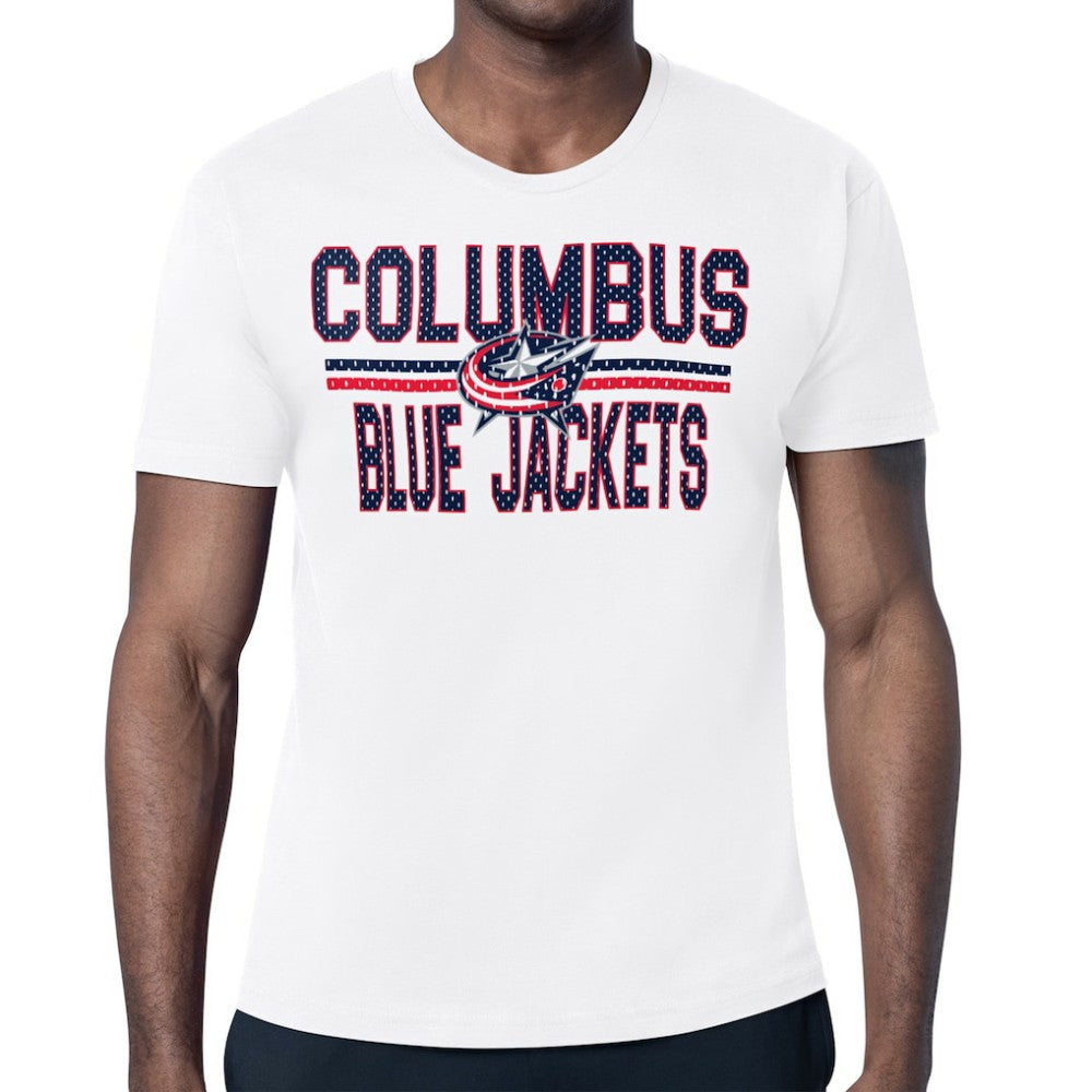 NHL Columbus Blue Jackets Starter Mesh Look Team Name T-Shirt - White