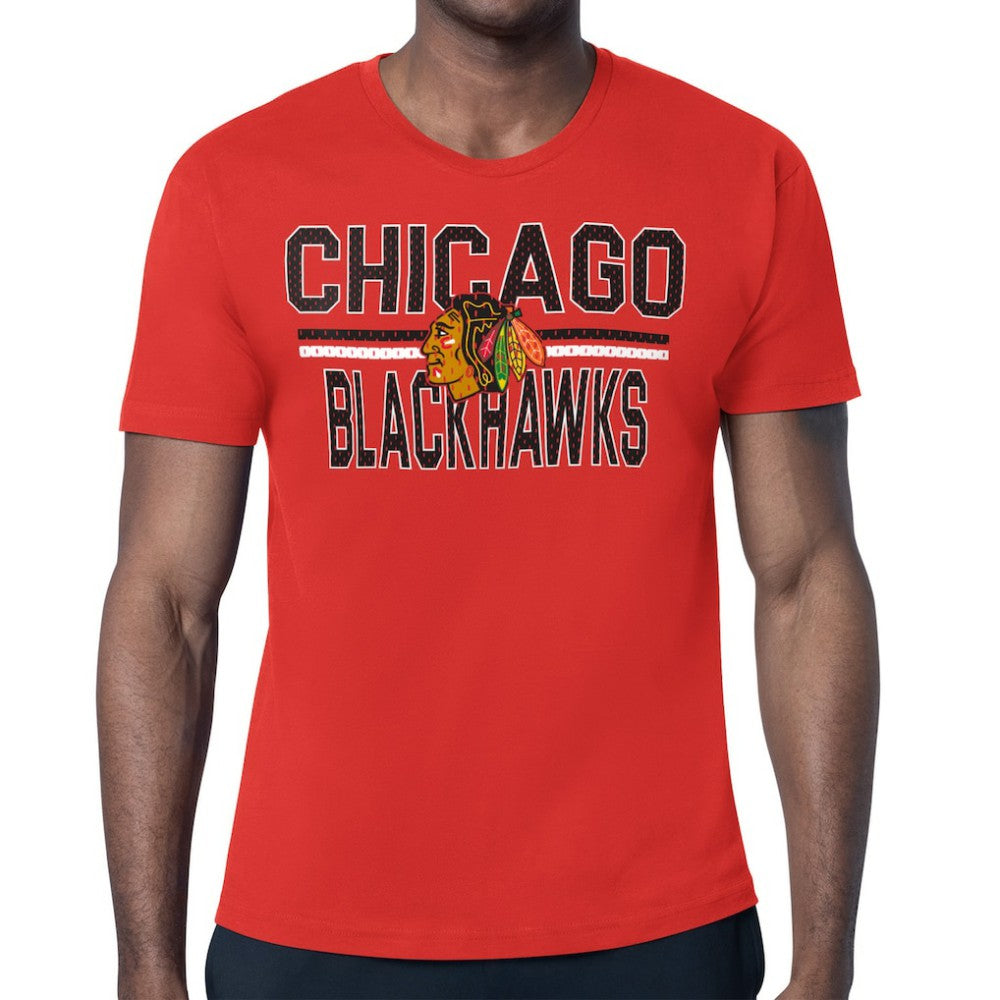 NHL Chicago Blackhawks Starter Mesh Look Team Name T-Shirt - Red