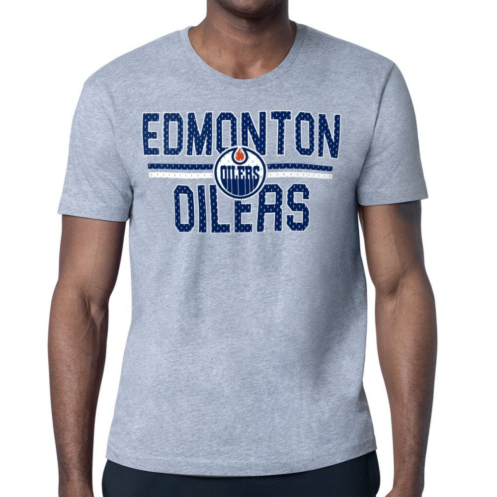 NHL Edmonton Oilers Starter Mesh Look Team Name T-Shirt - Heather Gray