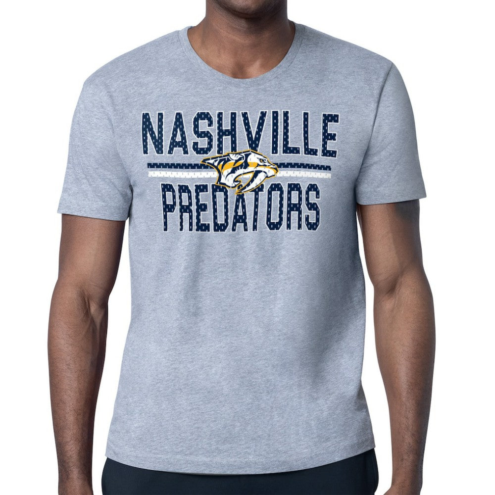 NHL Nashville Predators Starter Mesh Look Team Name T-Shirt - Heather Gray