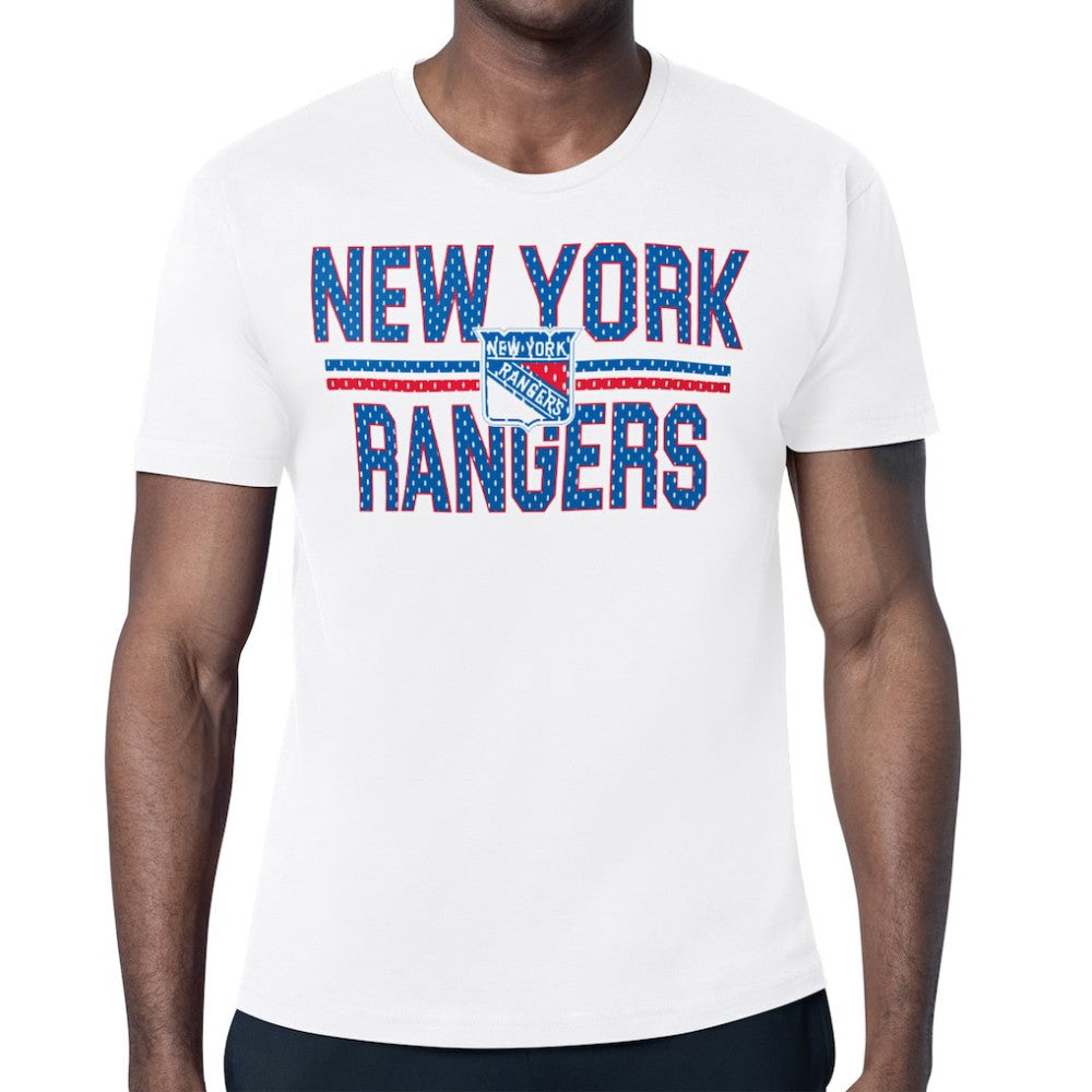 NHL New York Rangers Starter Mesh Look Team Name T-Shirt - White