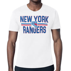 NHL New York Rangers Starter Mesh Look Team Name T-Shirt - White