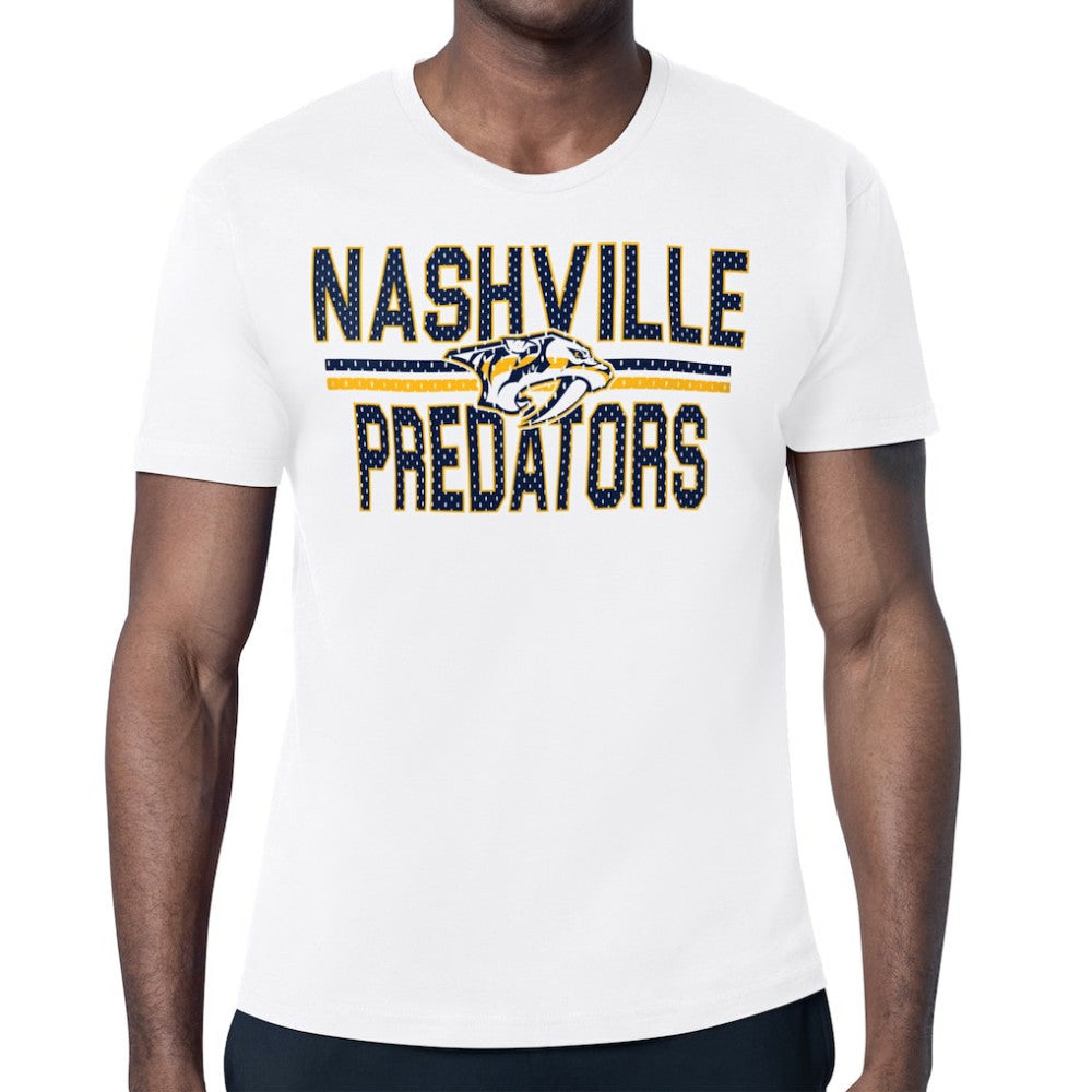 NHL Nashville Predators Starter Mesh Look Team Name T-Shirt - White