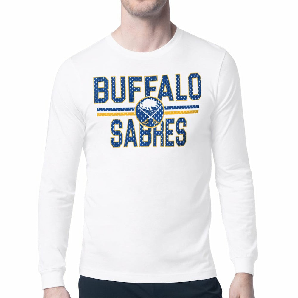 NHL Buffalo Sabres Starter Mesh Look Team Name Long Sleeve T-Shirt - White