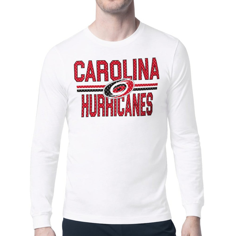 NHL Carolina Hurricanes Starter Mesh Look Team Name Long Sleeve T-Shirt - White