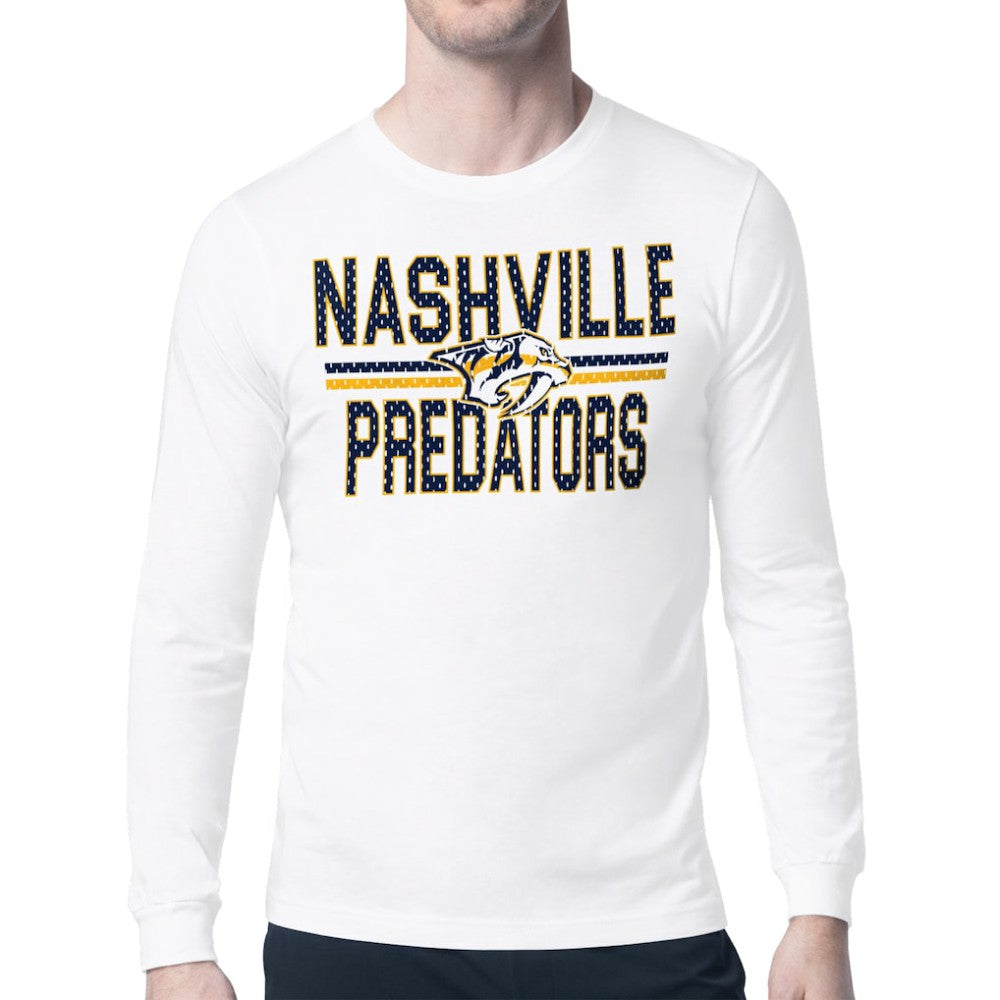 NHL Nashville Predators Starter Mesh Look Team Name Long Sleeve T-Shirt - White