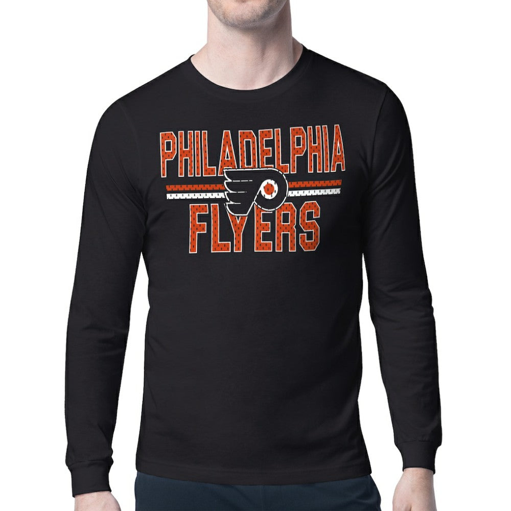 NHL Philadelphia Flyers Starter Mesh Look Team Name Long Sleeve T-Shirt - Black