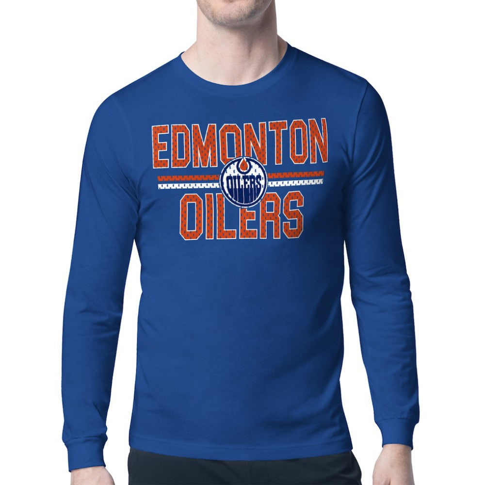 NHL Edmonton Oilers Starter Mesh Look Team Name Long Sleeve T-Shirt - Royal