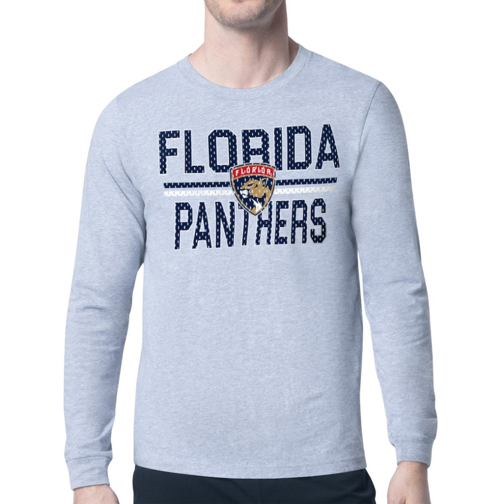NHL Florida Panthers Starter Mesh Look Team Name Logo Long Sleeve T-Shirt - Heather Gray