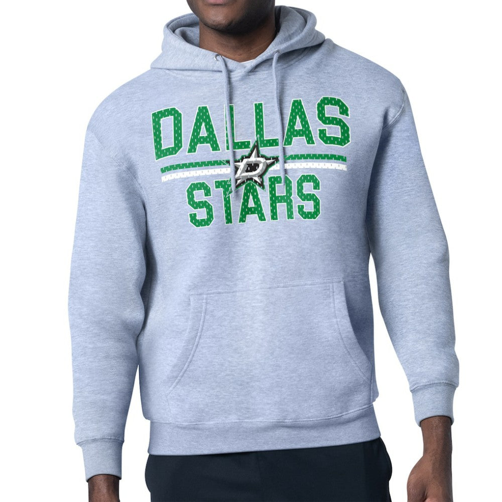 NHL Dallas Stars Starter Mesh Look Team Name Logo Tri-Blend Pullover Hoodie - Heather Gray