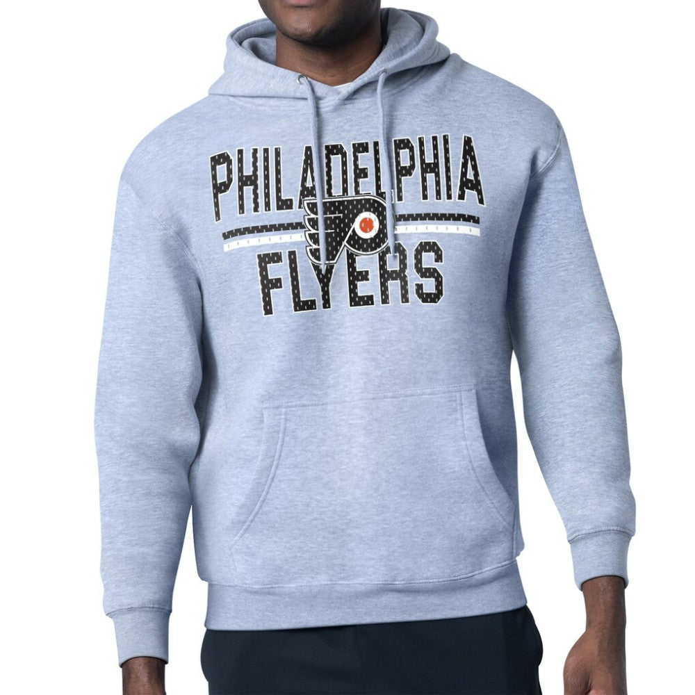 NHL Philadelphia Flyers Starter Mesh Look Team Name Logo Tri-Blend Pullover Hoodie - Heather Gray