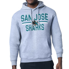 NHL San Jose Sharks Starter Mesh Look Team Name Logo Tri-Blend Pullover Hoodie - Heather Gray