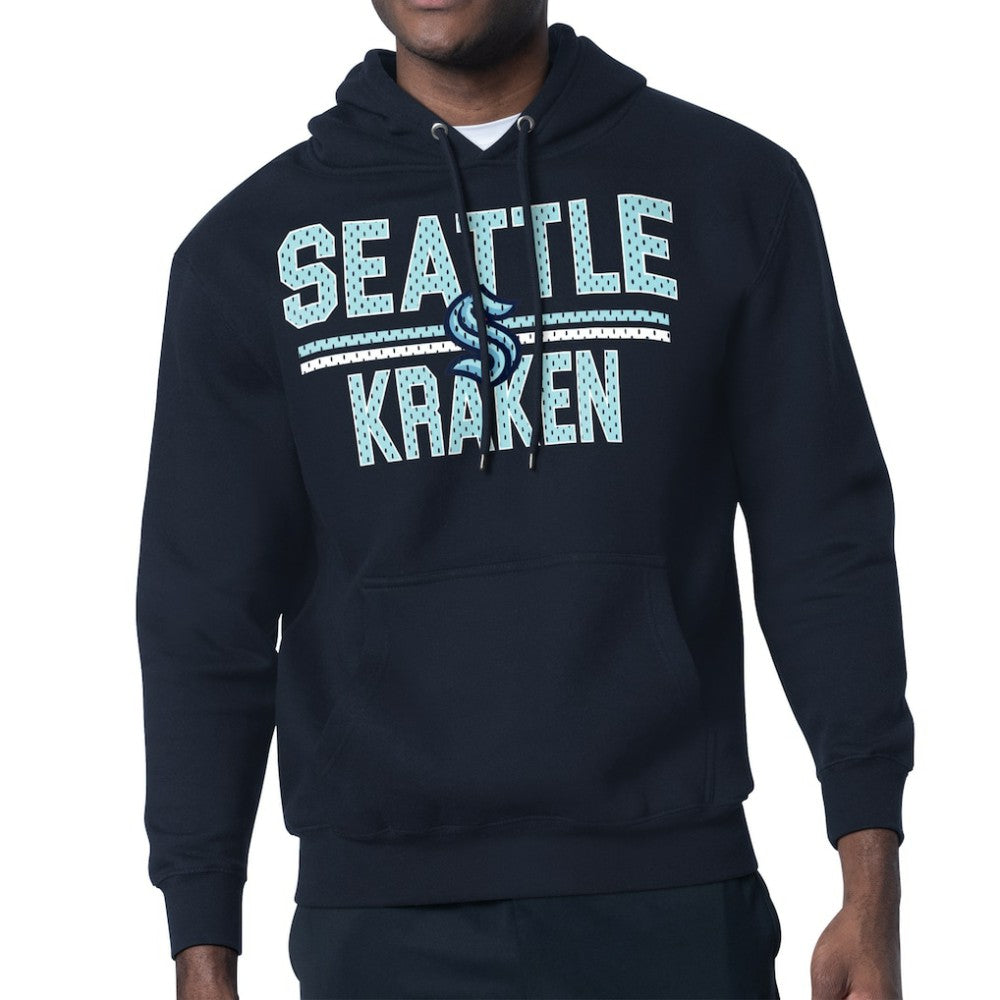 NHL Seattle Kraken Starter Mesh Look Team Name Logo Tri-Blend Pullover Hoodie - Deep Sea Blue