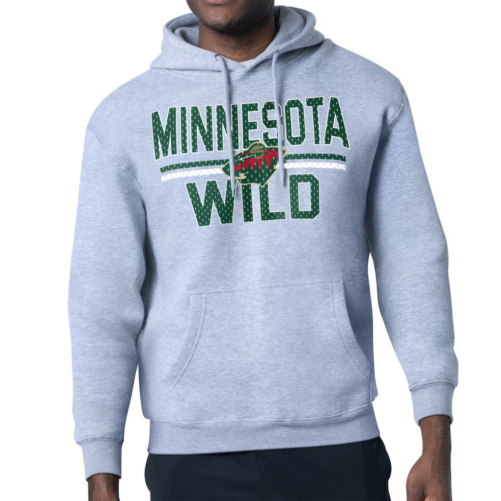 NHL Minnesota Wild Starter Mesh Look Team Name Logo Tri-Blend Pullover Hoodie - Heather Gray