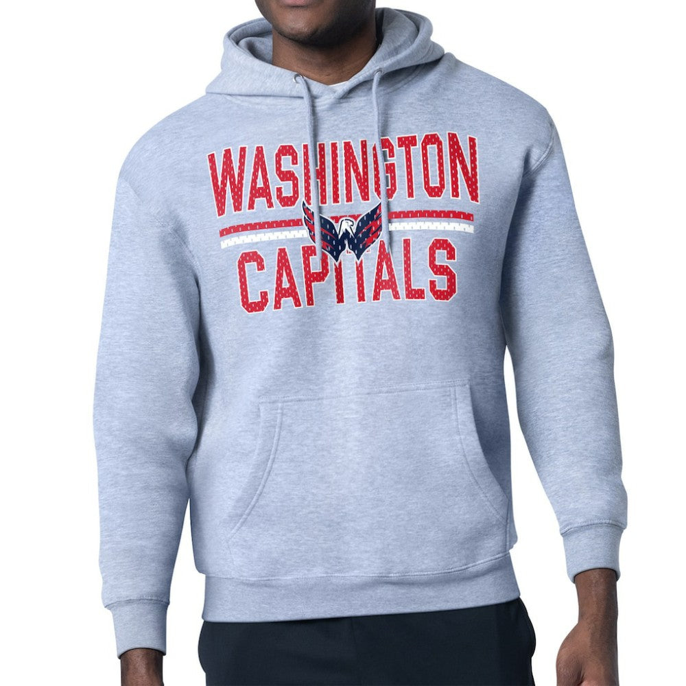 NHL Washington Capitals Starter Mesh Look Team Name Logo Tri-Blend Pullover Hoodie - Heather Gray