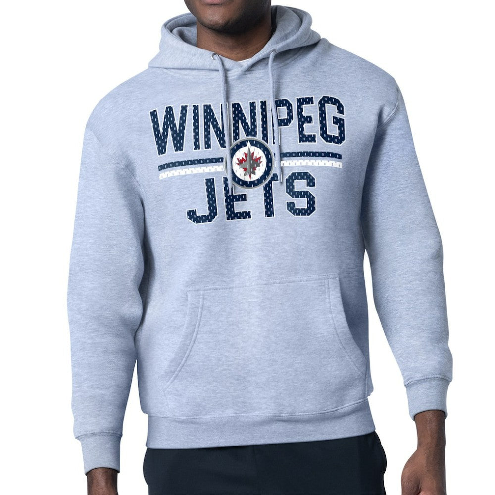 NHL Winnipeg Jets Starter Mesh Look Team Name Logo Tri-Blend Pullover Hoodie - Heather Gray