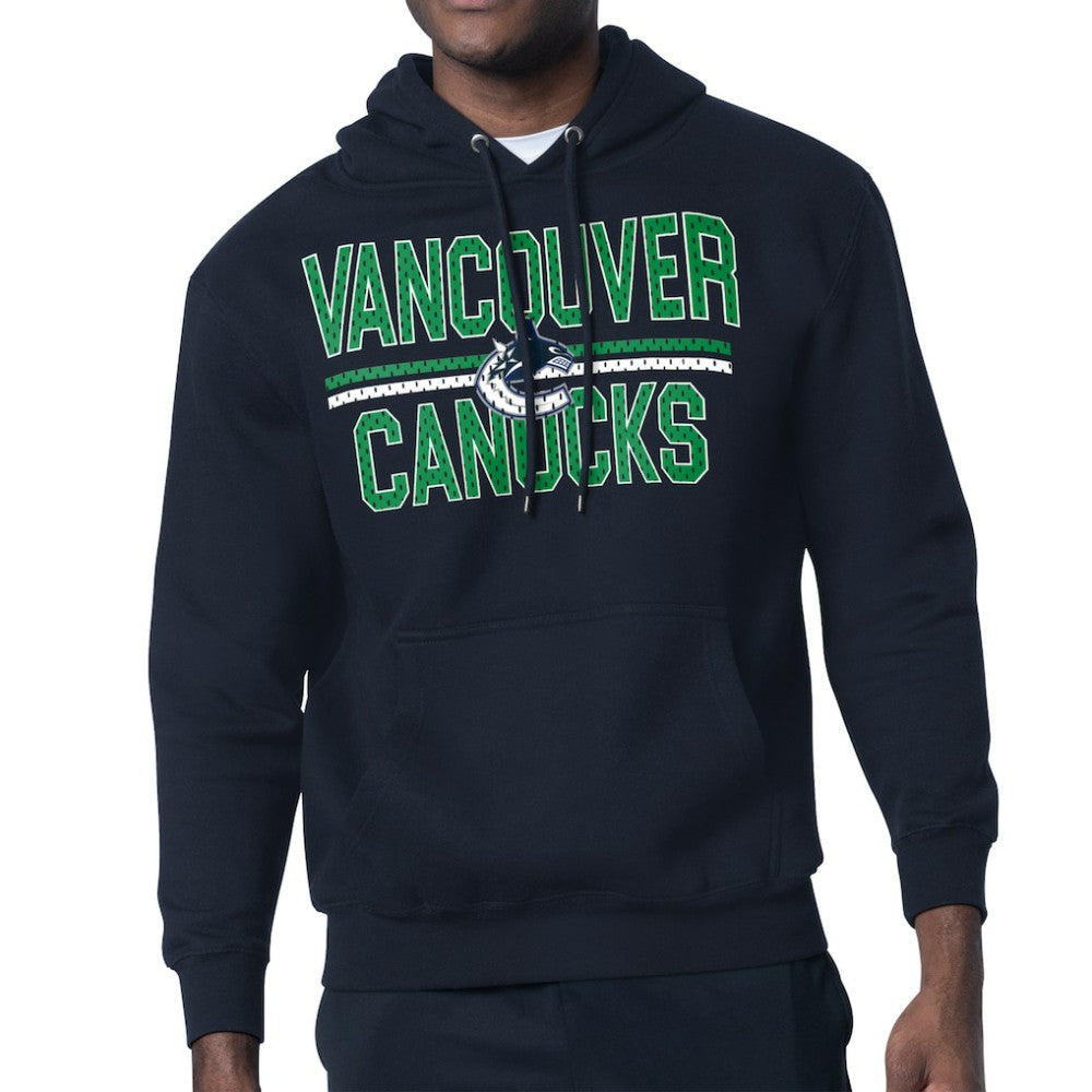 NHL Vancouver Canucks Starter Mesh Look Team Name Logo Tri-Blend Pullover Hoodie - Navy