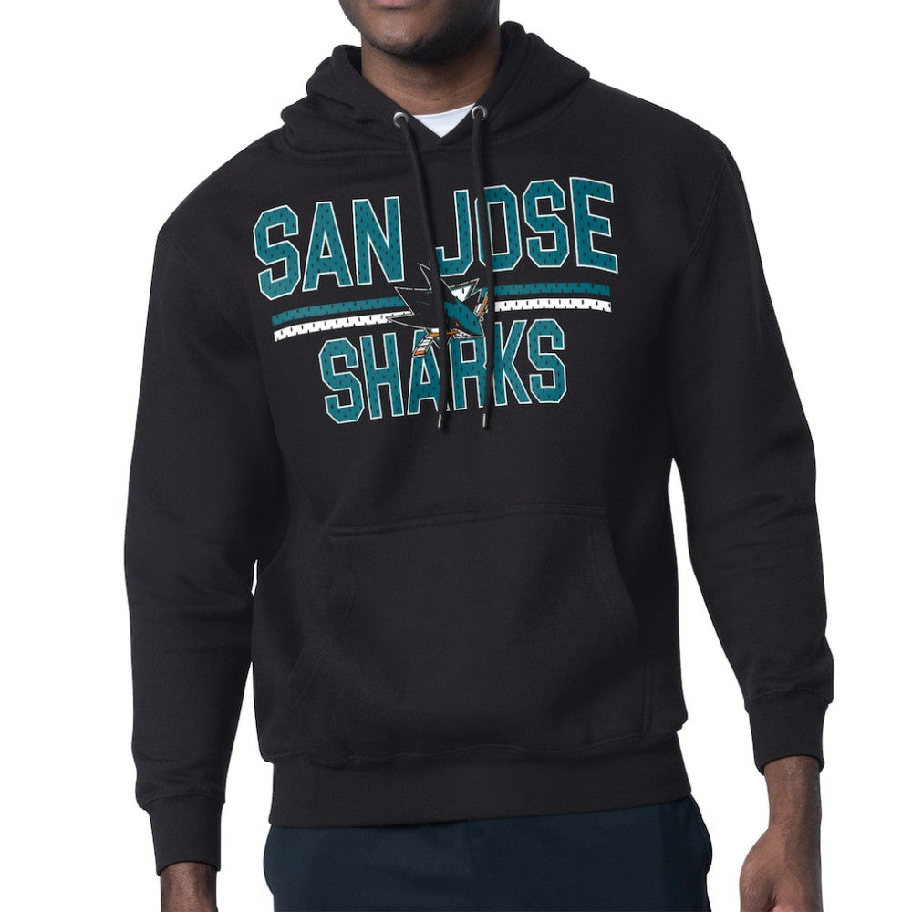 NHL San Jose Sharks Starter Mesh Look Team Name Logo Tri-Blend Pullover Hoodie - Black
