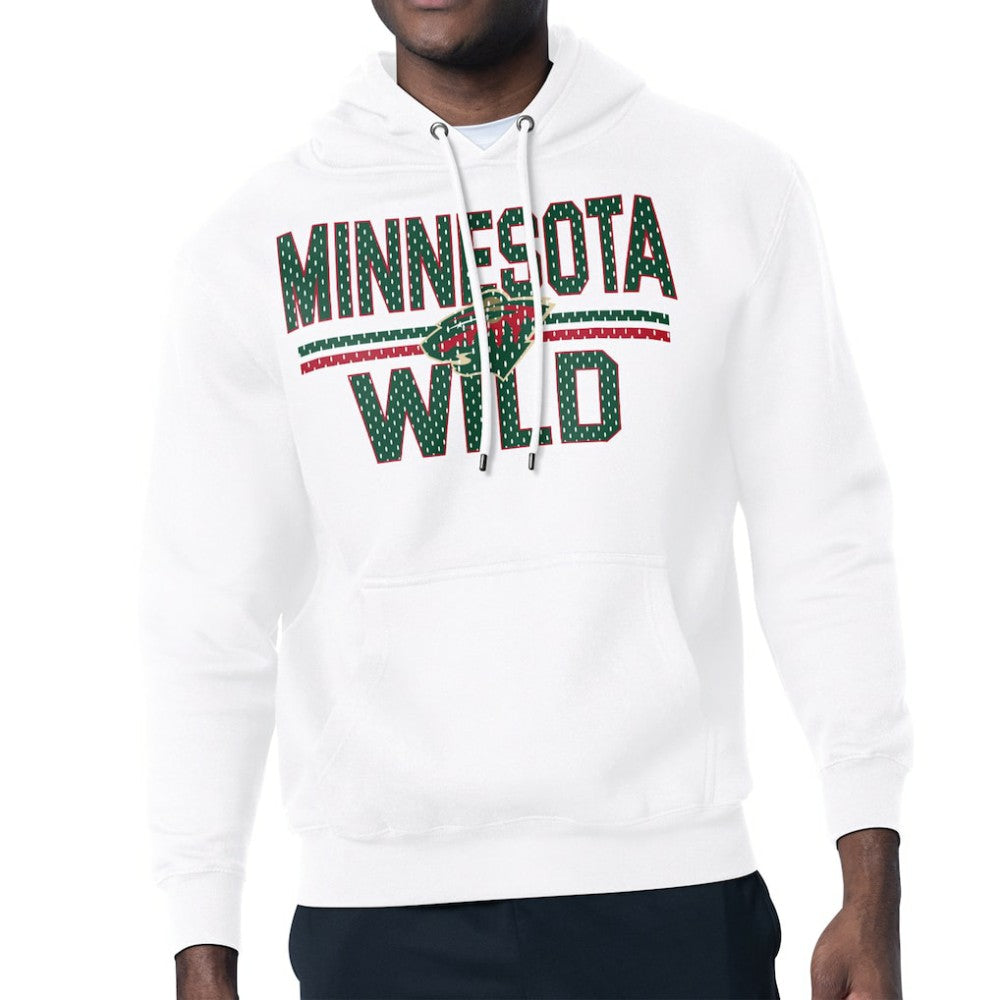 NHL Minnesota Wild Starter Mesh Look Team Name Logo Tri-Blend Pullover Hoodie - White