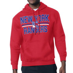 NHL New York Rangers Starter Mesh Look Team Name Logo Tri-Blend Pullover Hoodie - Red