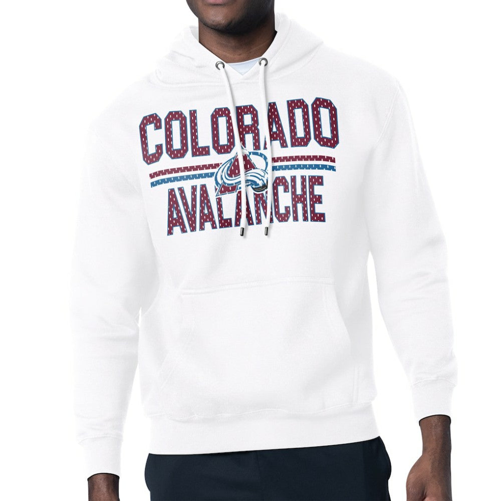 NHL Colorado Avalanche Starter Mesh Look Team Name Logo Tri-Blend Pullover Hoodie - White