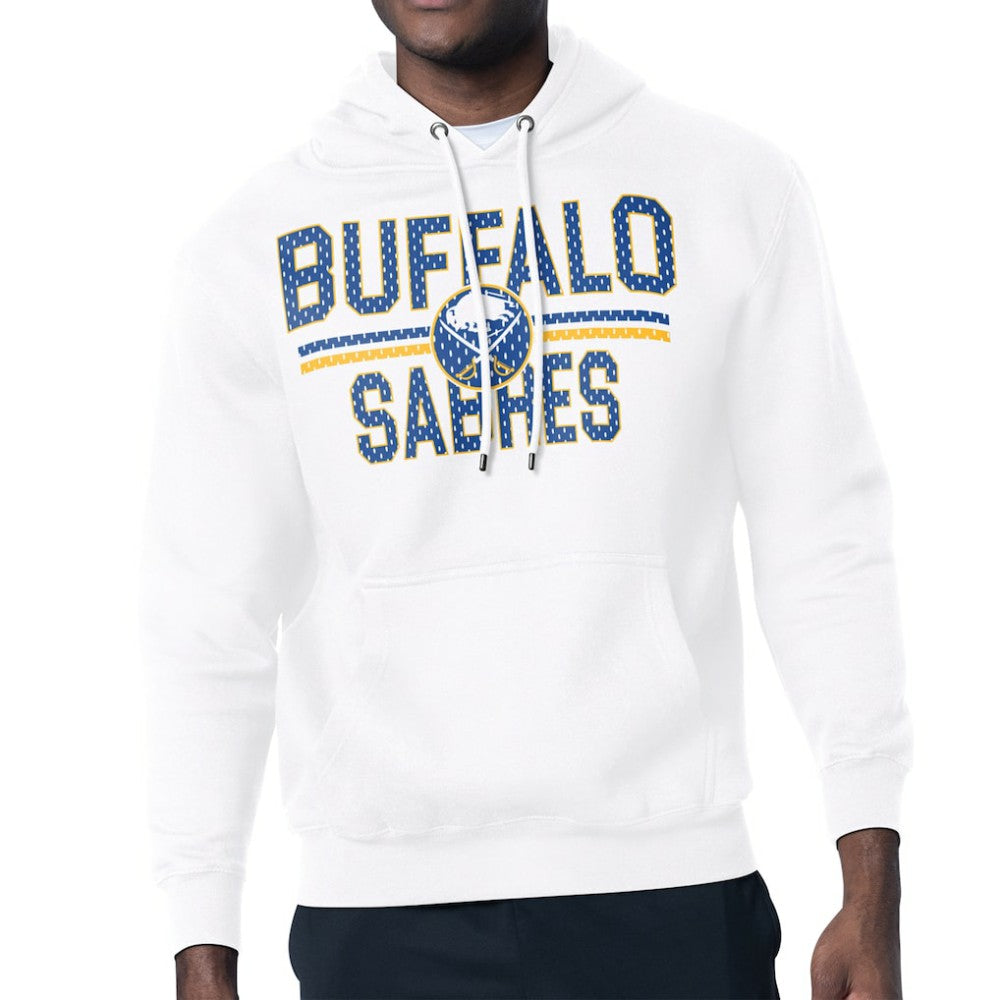 NHL Buffalo Sabres Starter Mesh Look Team Name Logo Tri-Blend Pullover Hoodie - White