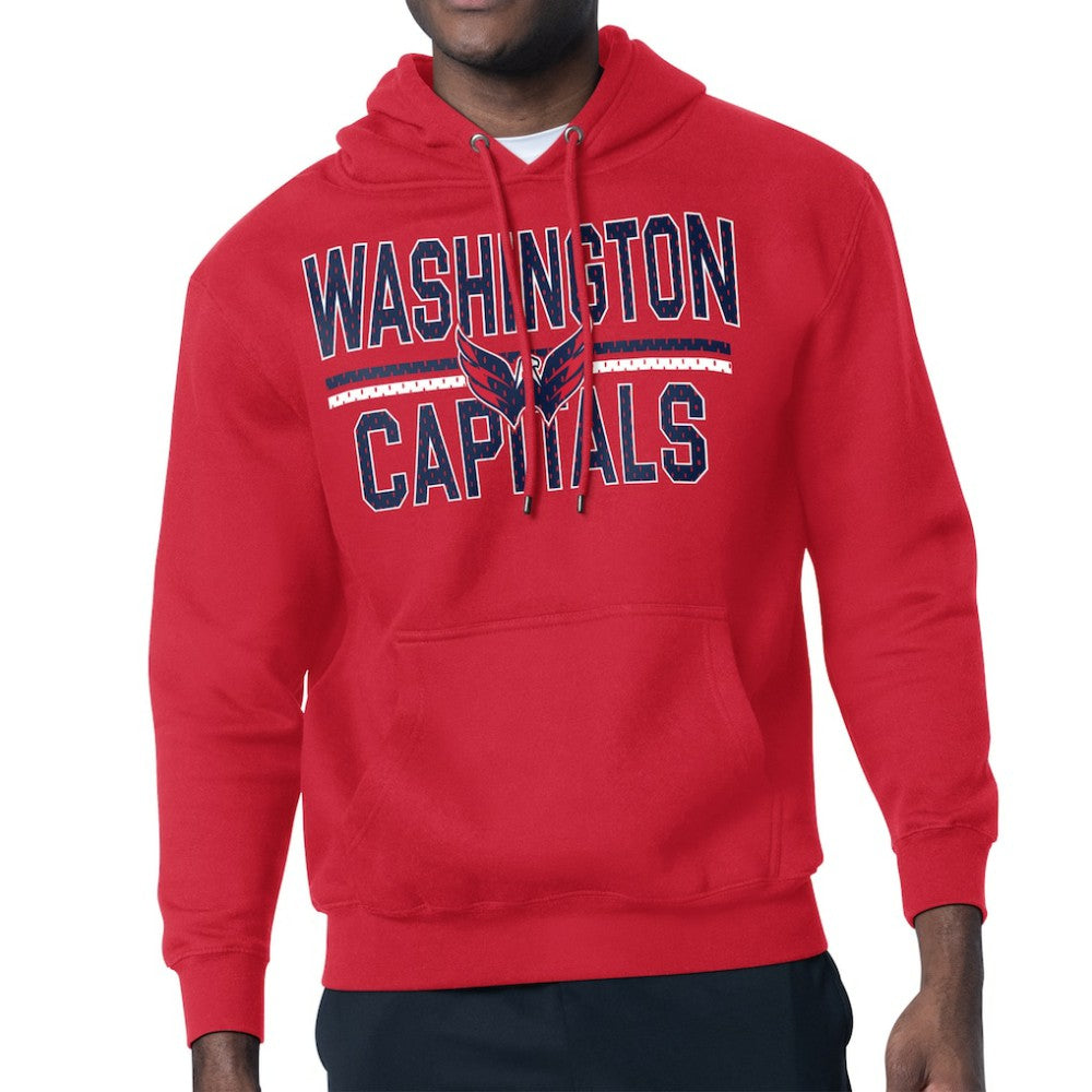 NHL Washington Capitals Starter Mesh Look Team Name Logo Tri-Blend Pullover Hoodie - Red