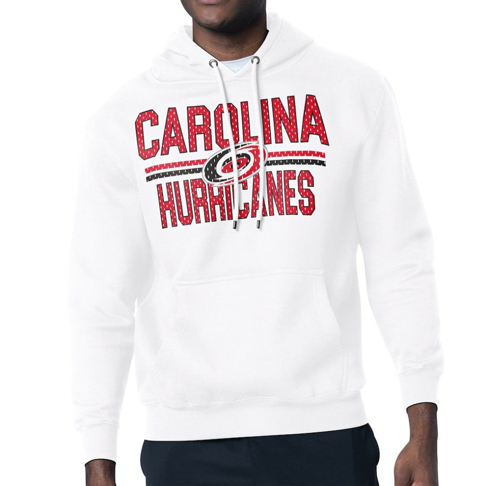 NHL Carolina Hurricanes Starter Mesh Look Team Name Logo Tri-Blend Pullover Hoodie - White