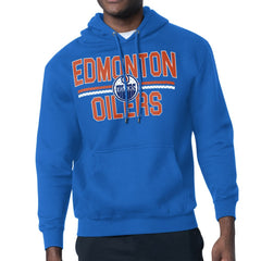 NHL Edmonton Oilers Starter Mesh Look Team Name Logo Tri-Blend Pullover Hoodie - Royal