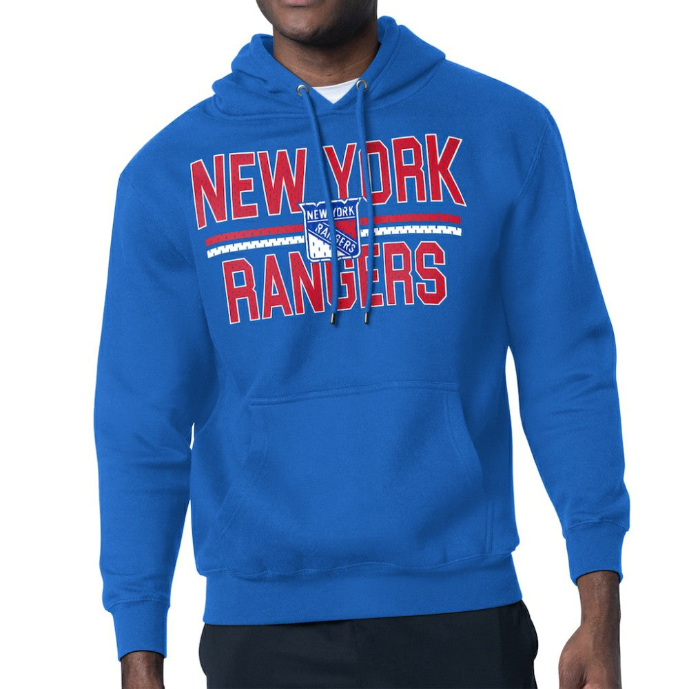 NHL New York Rangers Starter Mesh Look Team Name Logo Tri-Blend Pullover Hoodie - Blue