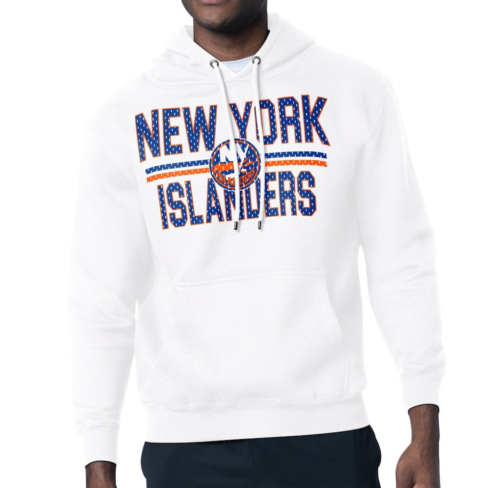 NHL New York Islanders Starter Mesh Look Team Name Logo Tri-Blend Pullover Hoodie - White