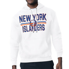 NHL New York Islanders Starter Mesh Look Team Name Logo Tri-Blend Pullover Hoodie - White