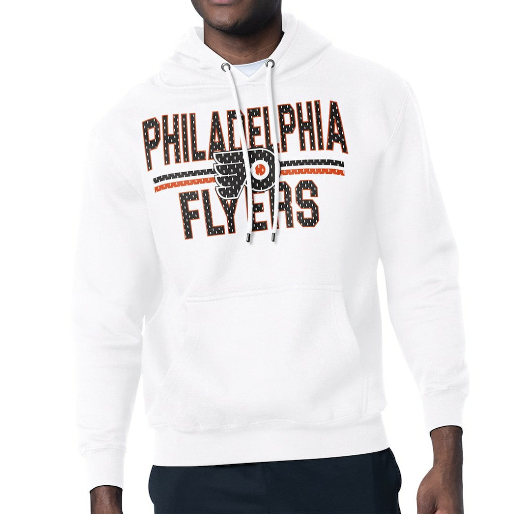 NHL Philadelphia Flyers Starter Mesh Look Team Name Logo Tri-Blend Pullover Hoodie - White
