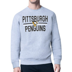 NHL Pittsburgh Penguins Starter Mesh Look Team Name Logo Pullover Sweatshirt - Heather Gray