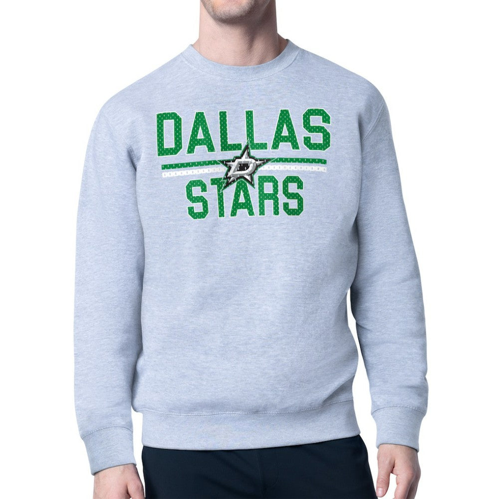NHL Dallas Stars Starter Mesh Look Team Name Logo Pullover Sweatshirt - Heather Gray