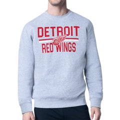 NHL Detroit Red Wings Starter Mesh Look Team Name Logo Pullover Sweatshirt - Heather Gray