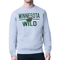 NHL Minnesota Wild Starter Mesh Look Team Name Logo Pullover Sweatshirt - Heather Gray