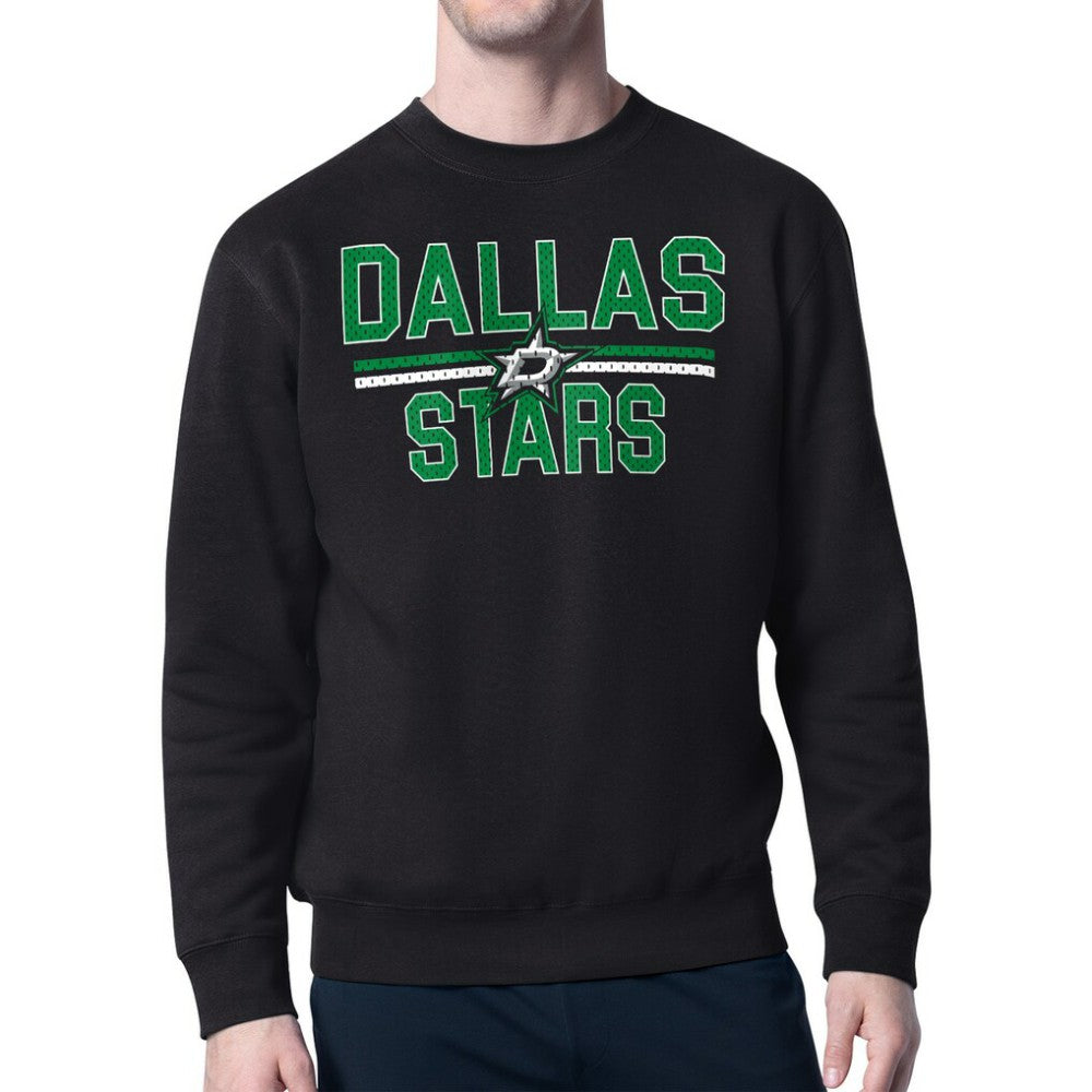 NHL Dallas Stars Starter Mesh Look Team Name Logo Pullover Sweatshirt - Black