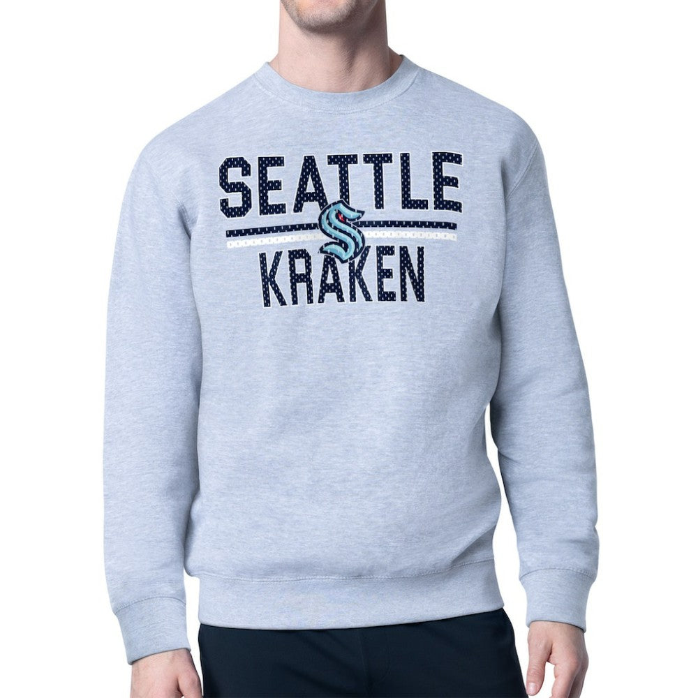 NHL Seattle Kraken Starter Mesh Look Team Name Logo Pullover Sweatshirt - Heather Gray