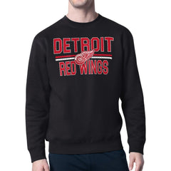 NHL Detroit Red Wings Starter Mesh Look Team Name Logo Pullover Sweatshirt - Black