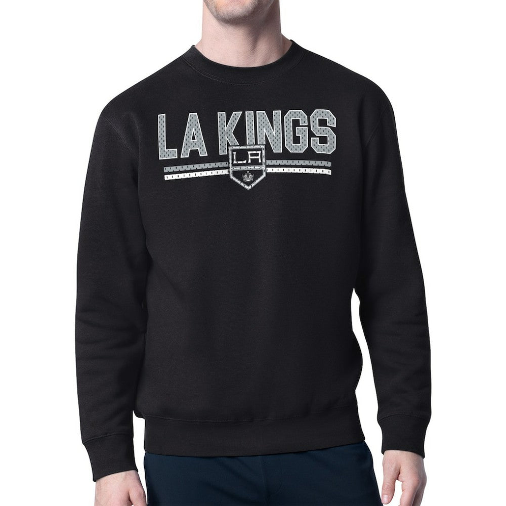 NHL Los Angeles Kings Starter Mesh Look Team Name Logo Pullover Sweatshirt - Black